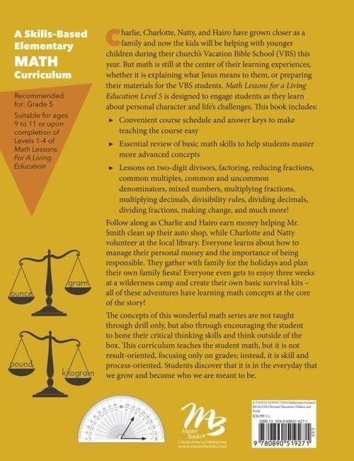 Math Lessons for a Living Education: Level 5 Book Back